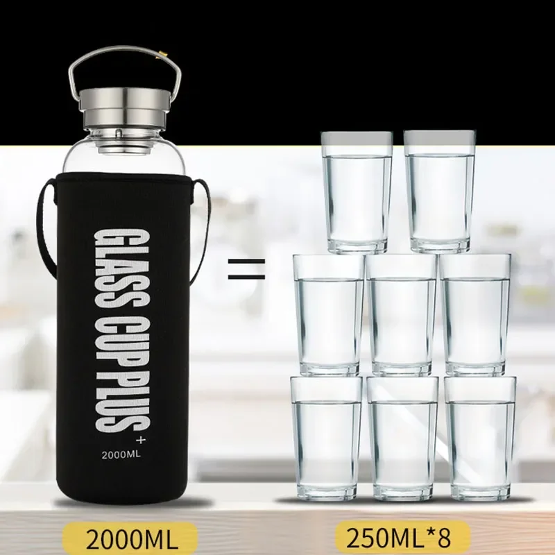 Bouteille d'eau en verre de 2  - Outdoor Sport Glass Water Bottle avis et prix